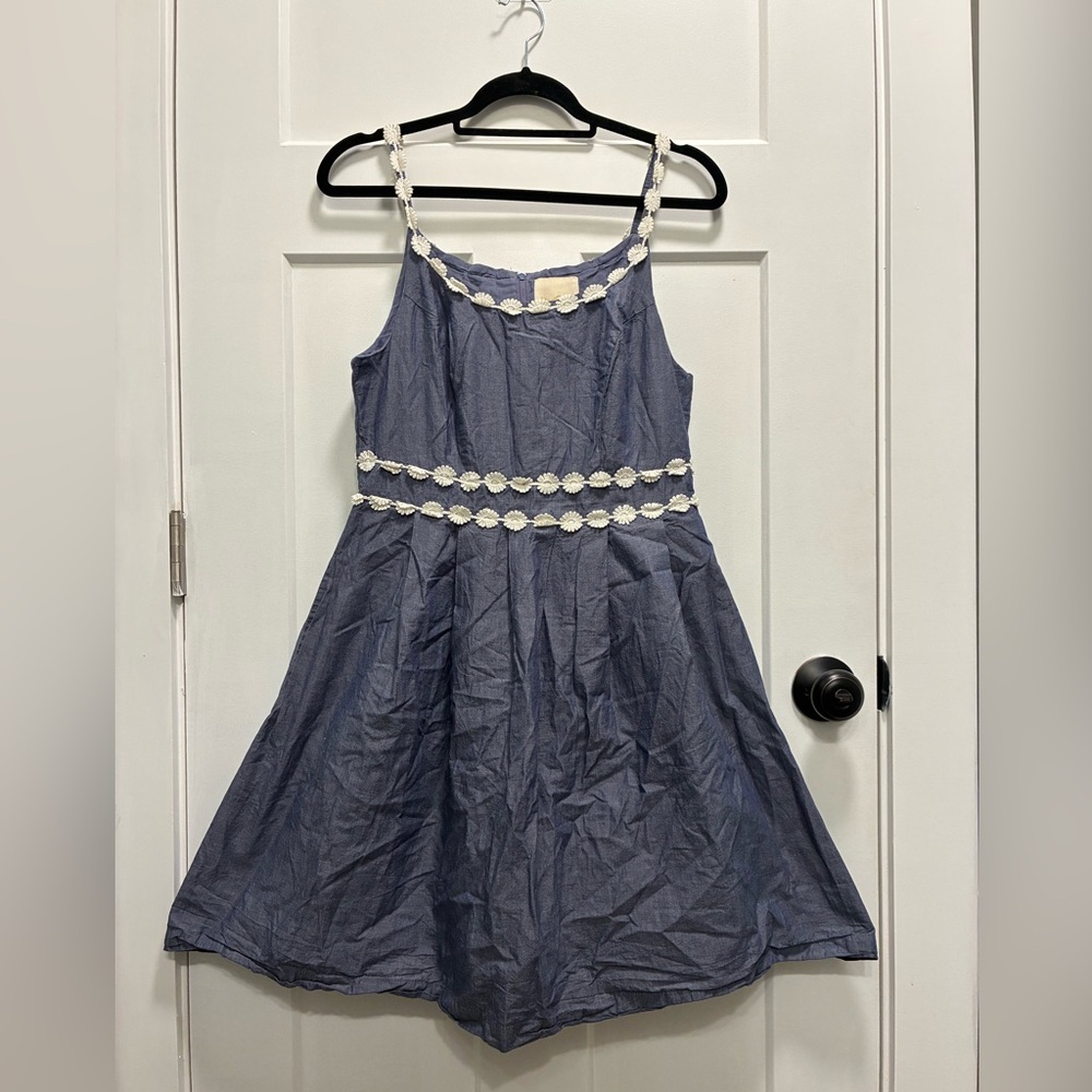 Modcloth Blue A-Line Spaghetti Strap Sundress